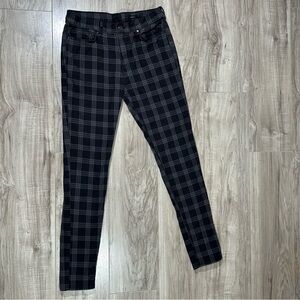 H&M SKINNY FIT 5 Pocket Mid Rise Black & Gray Plaid Pants 29